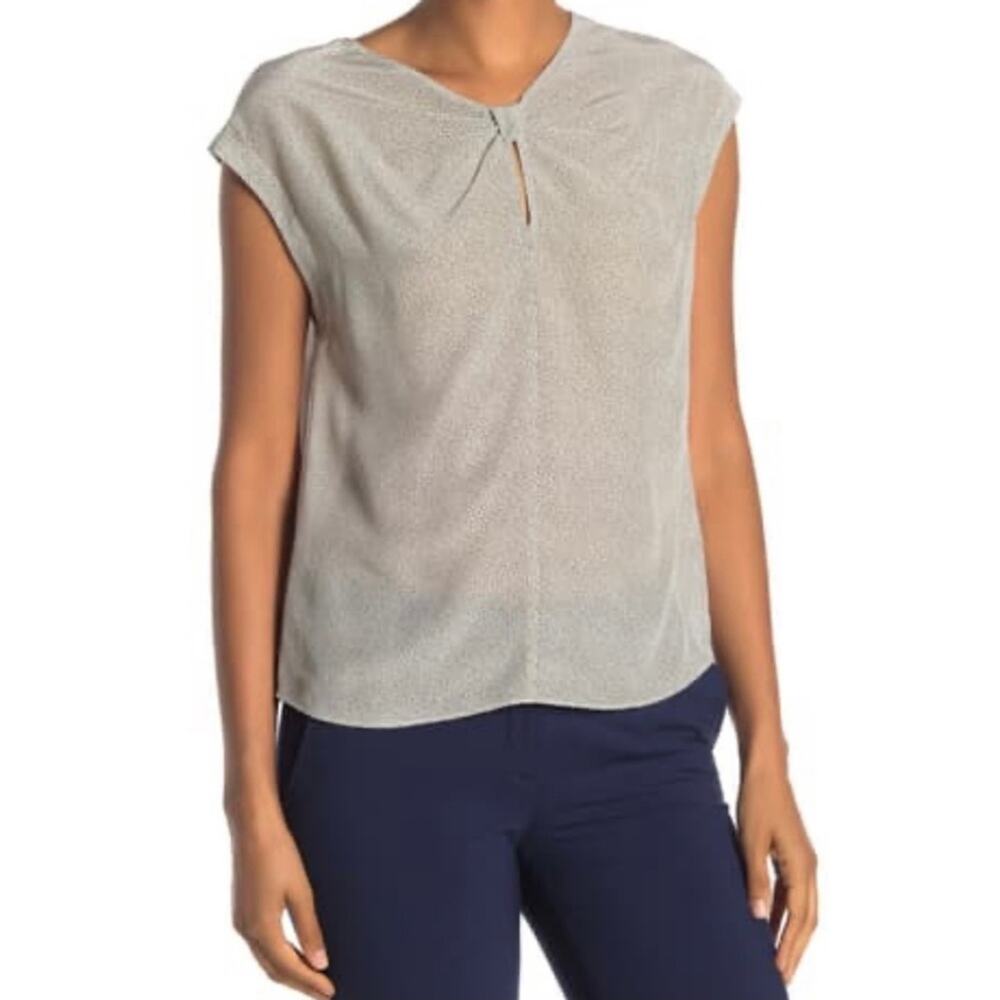 Rebecca Taylor Cap Sleeve Sprinkled Dot Silk Top